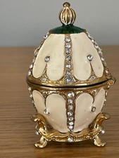 ATLAS FABERGE EDITIONS DECORATIVE EGG Nest Of Pearls  Cream Gold Green Boxed