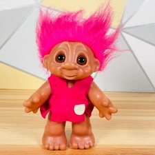 Dam Trolls GIRL TROLL - 7" Troll Doll Pink Hair - Vintage 1988 Thomas Damm