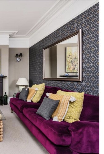 Burgundy velvet seater sofa - 3,
