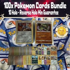 100x Pokemon Cards Bundle Pack Bulk - 10 Holo/Reverse Holo Min Guarantee