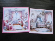 Set of 2  x SHABBY CHIC / VINTAGE BABY GIRLS NURSERY  Hand Made Card Toppers 