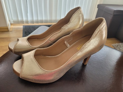 Gold colour peep toe - gold,