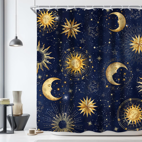 Celestial sun moon blue - sun, gold