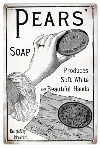 Vintage pears soap metal sign - vintage,