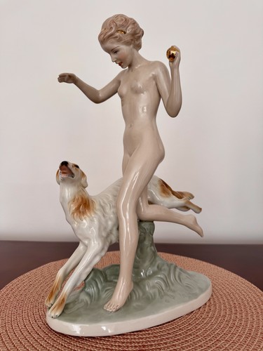 Royal dux diana with dog - royal,