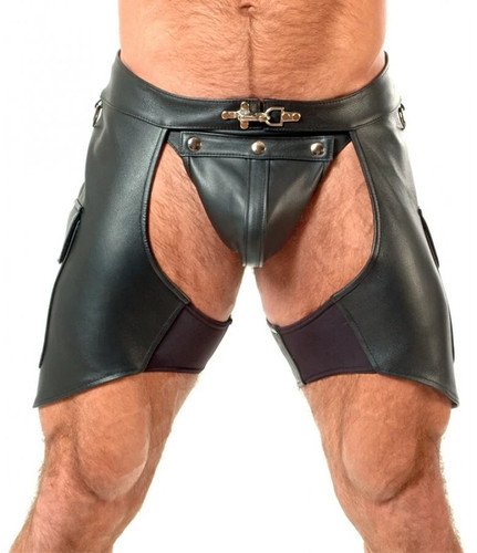 Mens real leather chaps shorts - mens,