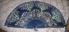 Vintage Paper & Wood Folding Fan