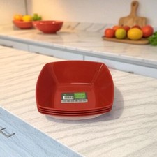 ECO Plastic Square Bowls Unbreakable Reusable Party Picnic Microwave Safe 4 Pcs