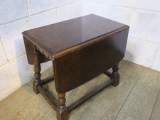 SOLID OAK PRIORY STYLE SWIVEL TOP DROP LEAF COFFEE / SIDE TABLE .
