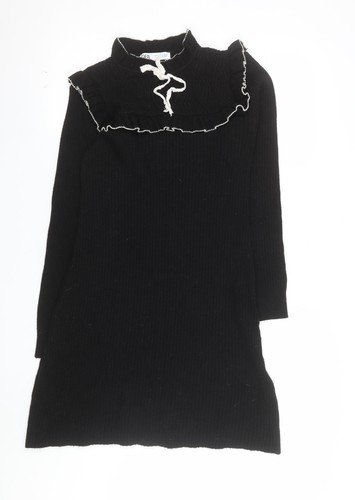 Zara women black knit - black,