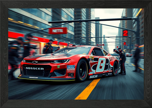 Nascar stock car pit framed - nascar,