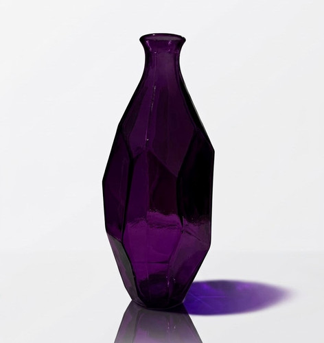 Purple faceted art glass vase - purple,