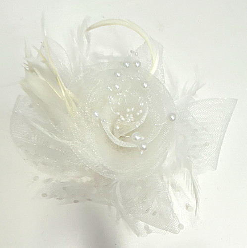 White mesh feather flower - mesh,