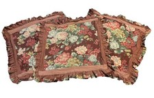 Vintage Chintz Frill Frilly Frilled Cushion Covers x3 Pretty Cottage Style