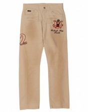 LA MARTINA Mens Graphic Straight Casual Trousers W32 L32 Off White Cotton CG22