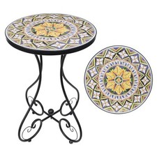  Outdoor Side Table Mosaic Patio Table Accent Tables Mosaic Tile Top Yellow