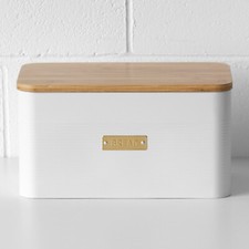 White Large Bread Bin Gold