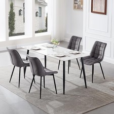 Set 2/4/6 Modern Velvet Kitchen Dining Chairs Lounge Soft Padded Seat Metal Legs