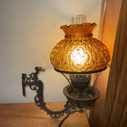Vtg antique oil lamp wall - antique,