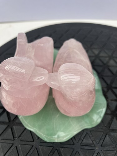 Pair carved rose - carved, quartz