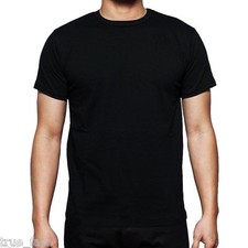 Mens Plain T Shirt Short Sleeve 100% Cotton Rib Crew Neck Casual T-Shirt Tee Top