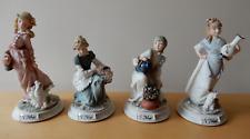 4, Signed Auro Belcari "DEAR 1987" Girls Figurine Sculptures, Pristine Condition