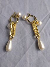 Vivienne Westwood Gold Razor Blade Pearl Drop Dangle Earrings