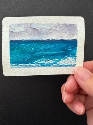 Aceo watercolour seascape - aceo,
