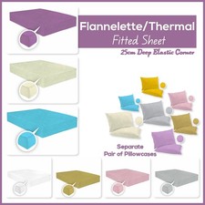 Fitted Sheets Brushed Cotton 25cm Flannelette Thermal Bed Sheets Anti Allergenic