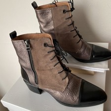 Hispanitas Woman's Ankle Boots Victoriana Black Pewter Brown Antique UK 5 Boxed