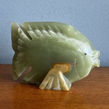 Onyx/Agate Stone Fish Ornament Figurine Green