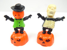 8F Pair Fun World Jack On Lantern Skeleton Push Puppet Toys Hong Kong Halloween