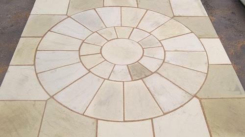 Concrete circle patio paving - circle,