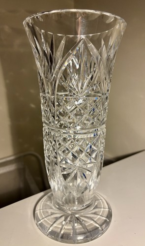 Vintage cut glass vase 25cm - vintage,