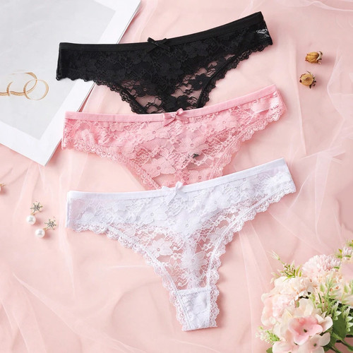 Women lace thong knickers - lace,