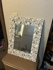 Mirror Natural Seashell Beach Boho Coastal Island  Decor Handmade Frame 22X17”