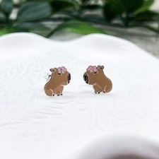 Capybara Earrings Sterling