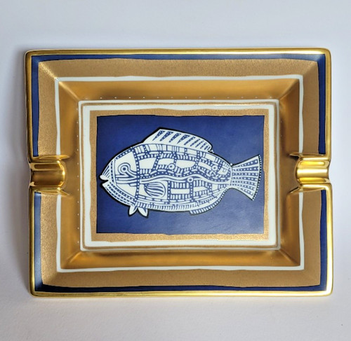 Hermès blue and gold - gold, fish