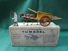 BRITAINS VINTAGE PRE WAR BOXED LEAD HOME FARM SERIES #4F TUMBREL CART & CARTER
