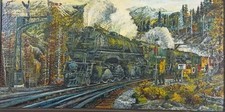 Vintage oil painting rail - oil,