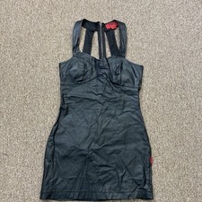 VTG Tripp NYC dress overall mini black 100% PU Leather mall goth bondage M