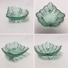 Vintage Glass Bowl Green Leaf Shape Dressing Table Bits N Bobs Jewellery Nicnacs