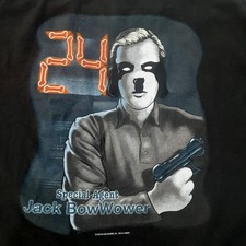 Vtg 24 Jack BowWower Big Dog T Shirt Mens XL Black Special Agent Short Sleeve 