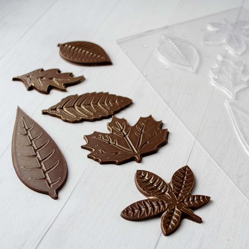 Chocolate candy mold - chocolate, leaves