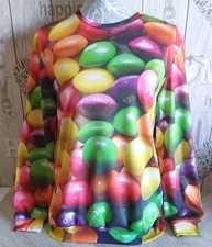 Rare Mr Gugu & Miss Go Ladies S Skittles Candy Sweets Colourful Long Sleeve Top