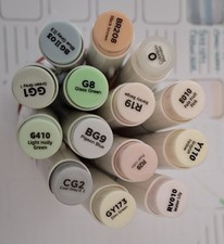 Ohuhu Colouring Marker Pens.  14 Pastel Colours Brush/Chisel Nibs - Pre-owned