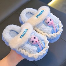 Girls Furry Slippers Kids Indoor Warm Shoes Toddler Cartoon Comfort Fur Boots