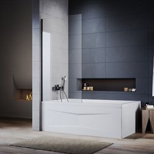 Black Over Bath Shower Screen