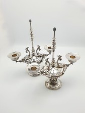 Pair of French Antique Silver Plated Candelabra | Victorian Neoclassical Revival