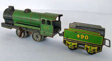 O Gauge METTOY Clockwork Locomotive & Tender No. 490 - Tinplate  c1950's